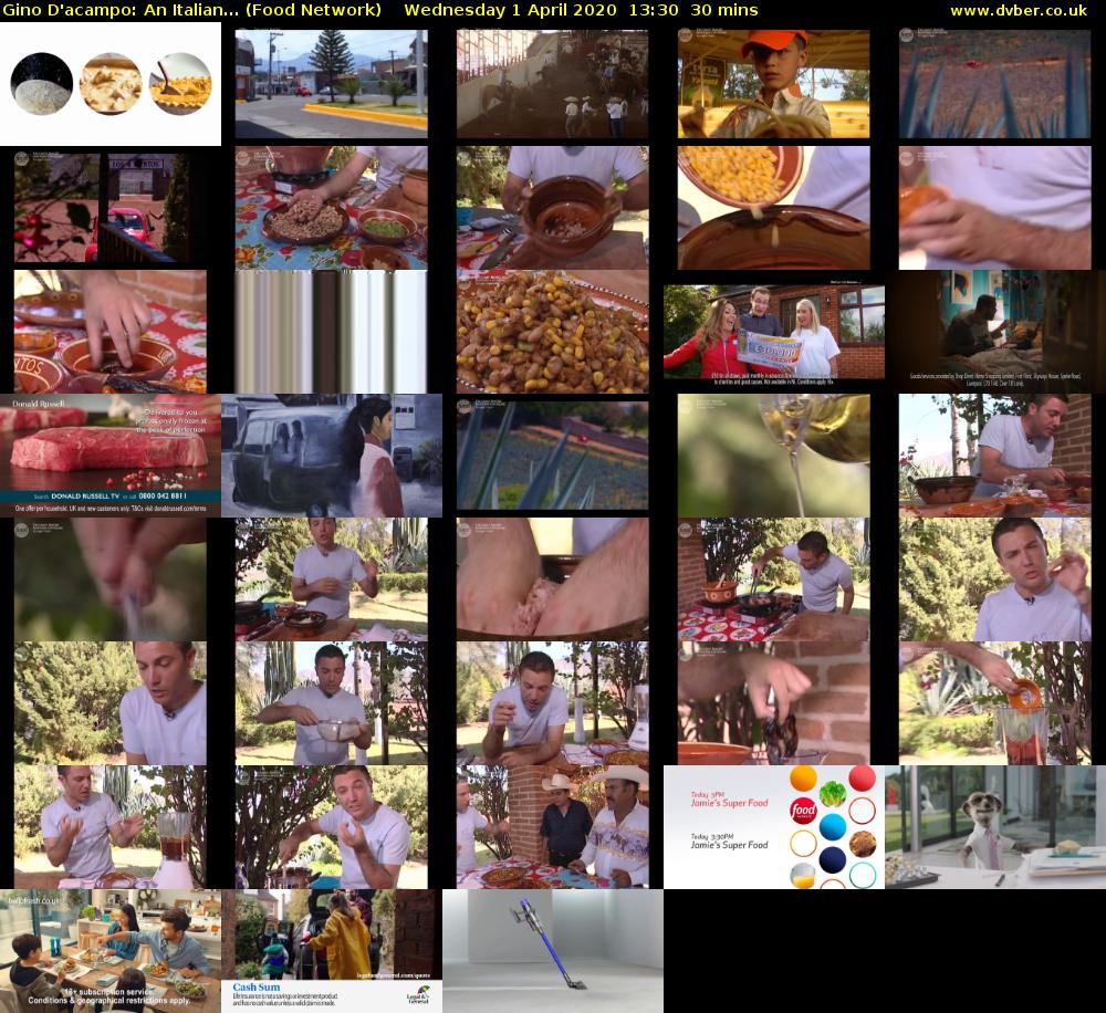 Gino D'acampo: An Italian... (Food Network) Wednesday 1 April 2020 13:30 - 14:00