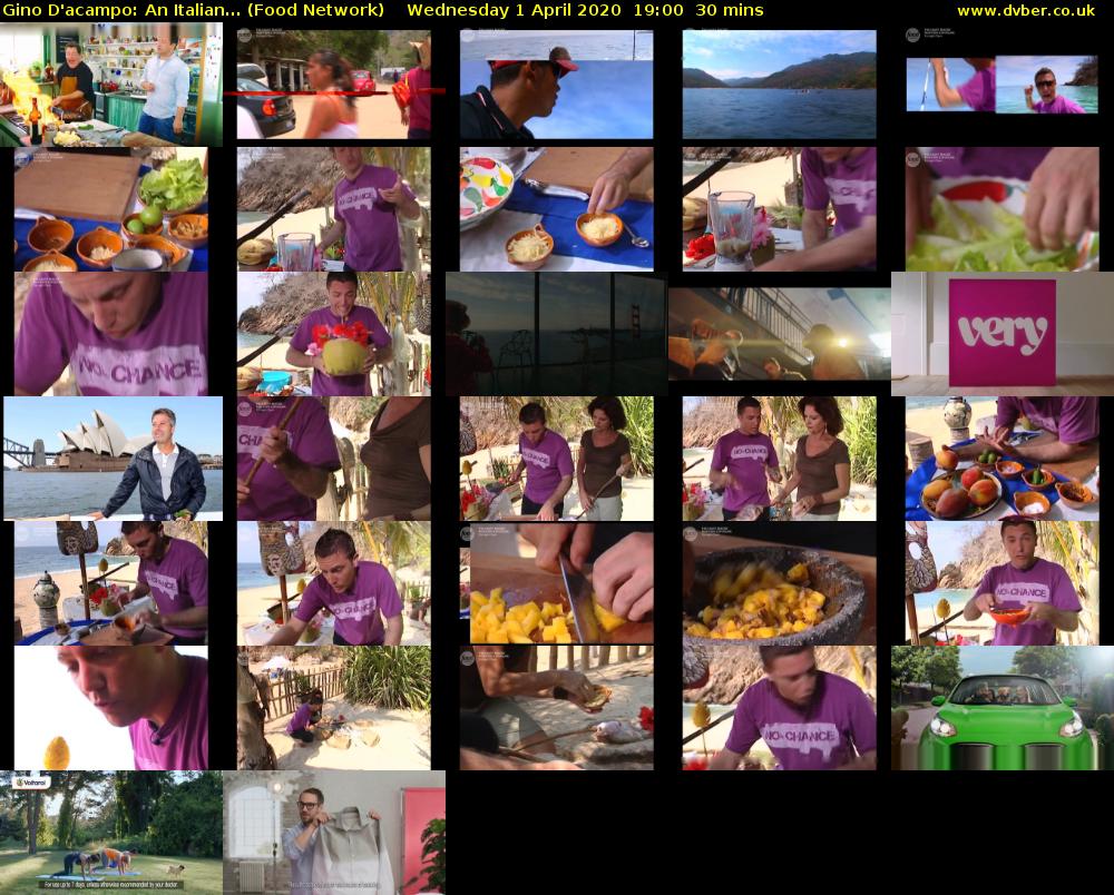 Gino D'acampo: An Italian... (Food Network) Wednesday 1 April 2020 19:00 - 19:30