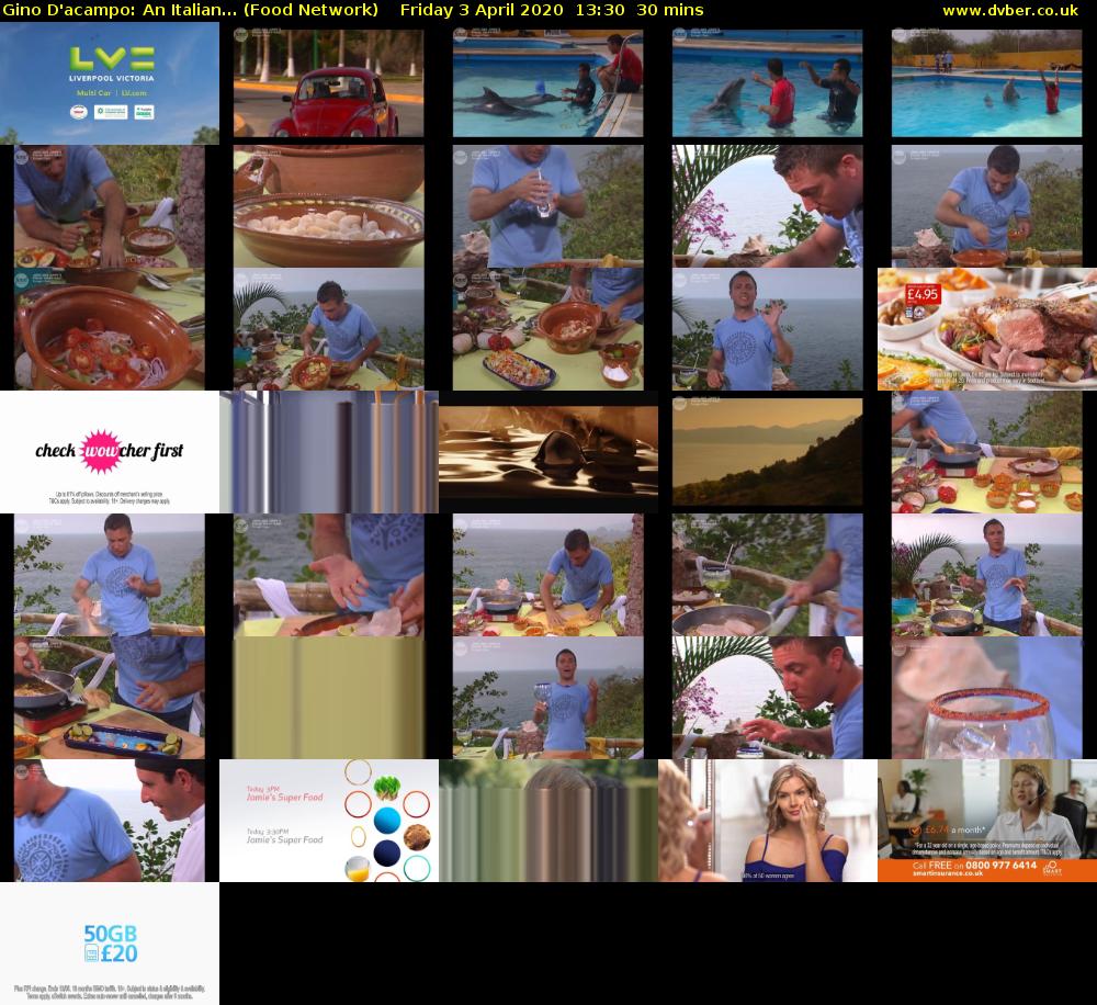 Gino D'acampo: An Italian... (Food Network) Friday 3 April 2020 13:30 - 14:00