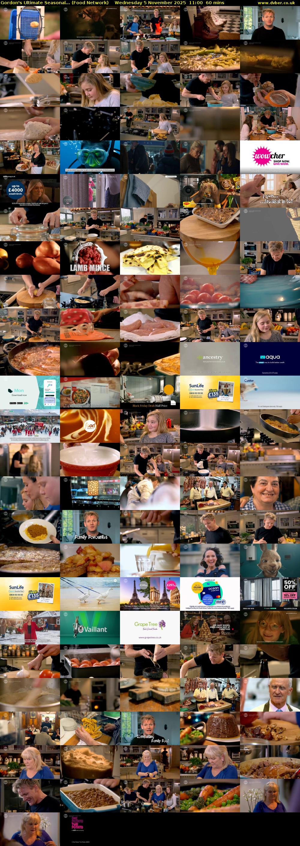 Gordon's Ultimate Seasonal... (Food Network) Wednesday 5 November 2025 11:00 - 12:00