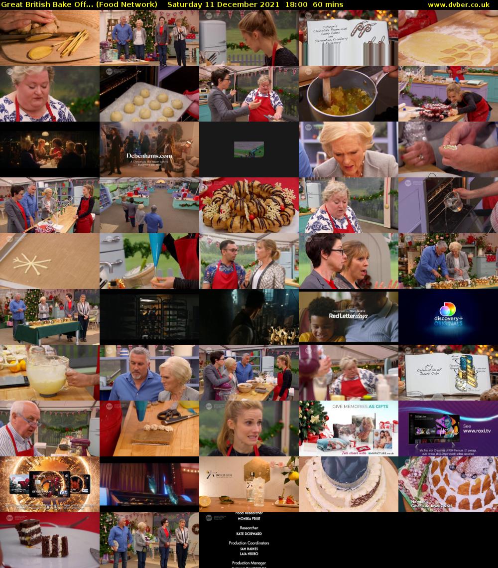 Great British Bake Off... (Food Network) Saturday 11 December 2021 18:00 - 19:00