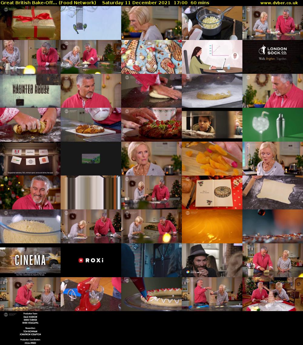 Great British Bake-Off... (Food Network) Saturday 11 December 2021 17:00 - 18:00