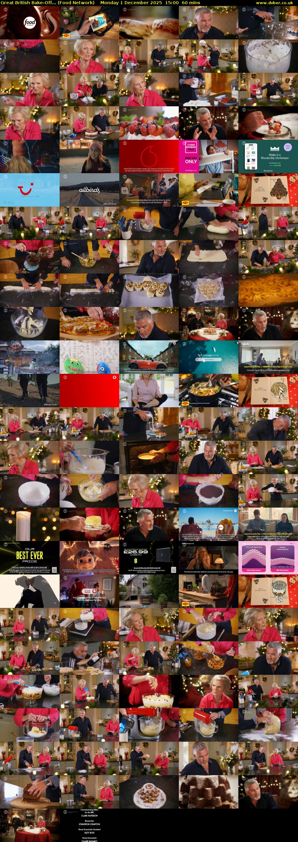 Great British Bake-Off... (Food Network) Monday 1 December 2025 15:00 - 16:00