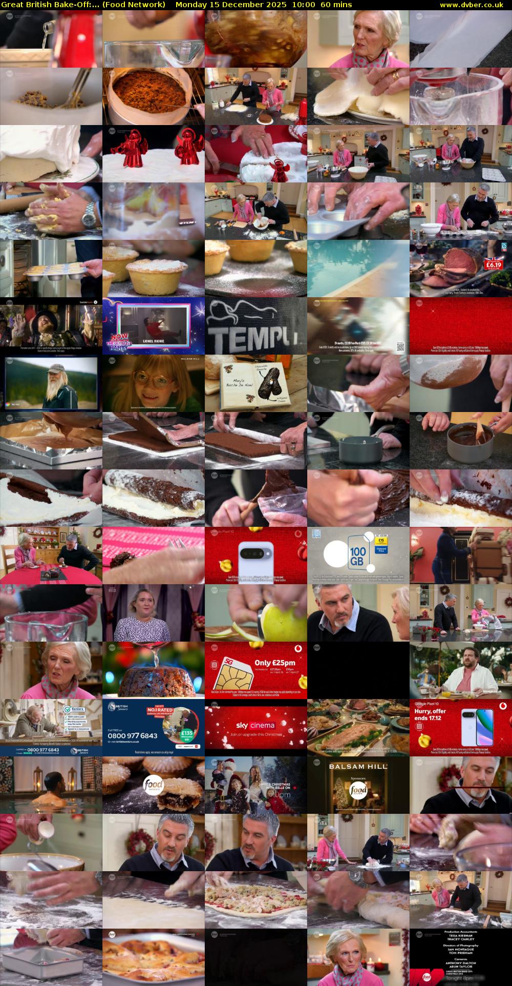 Great British Bake-Off:... (Food Network) Monday 15 December 2025 10:00 - 11:00