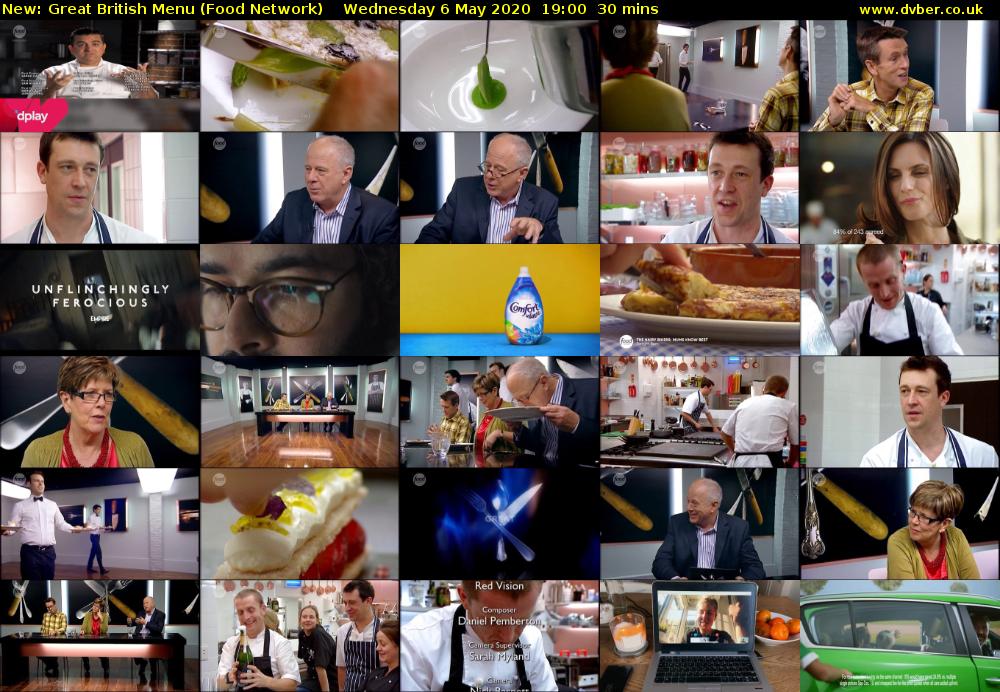 Great British Menu (Food Network) Wednesday 6 May 2020 19:00 - 19:30