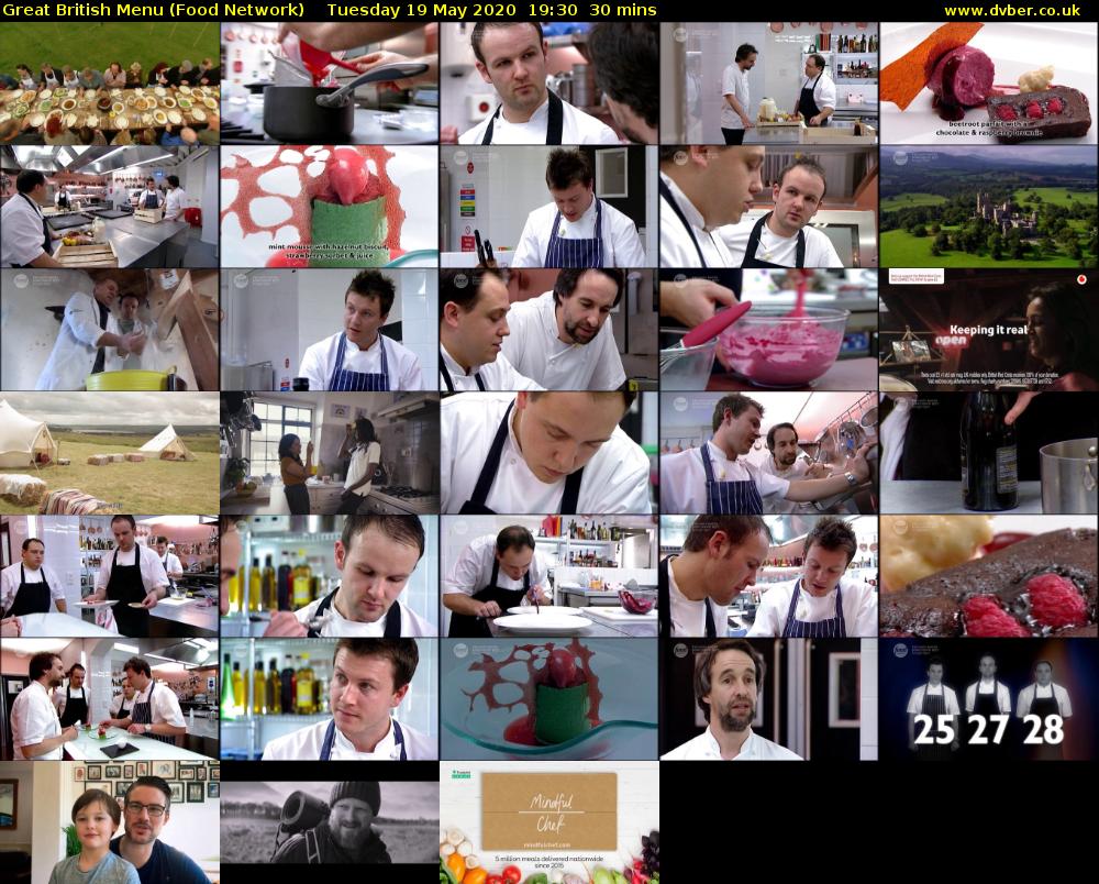 Great British Menu (Food Network) Tuesday 19 May 2020 19:30 - 20:00
