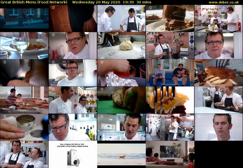 Great British Menu (Food Network) Wednesday 20 May 2020 19:30 - 20:00