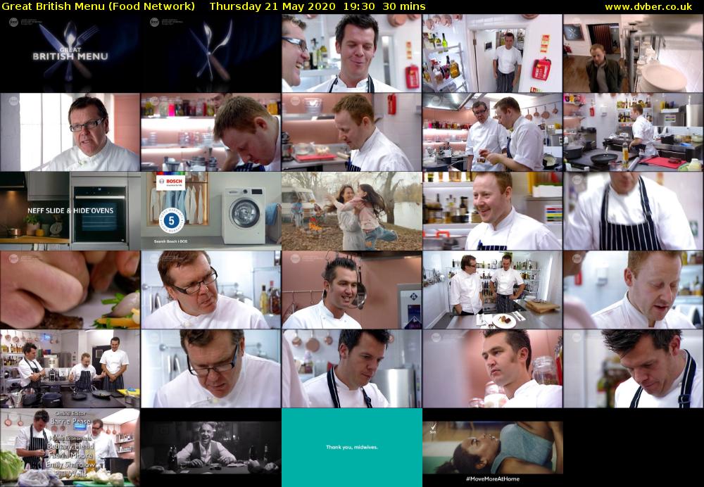 Great British Menu (Food Network) Thursday 21 May 2020 19:30 - 20:00