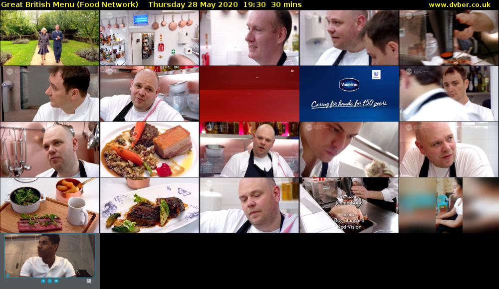 Great British Menu (Food Network) Thursday 28 May 2020 19:30 - 20:00