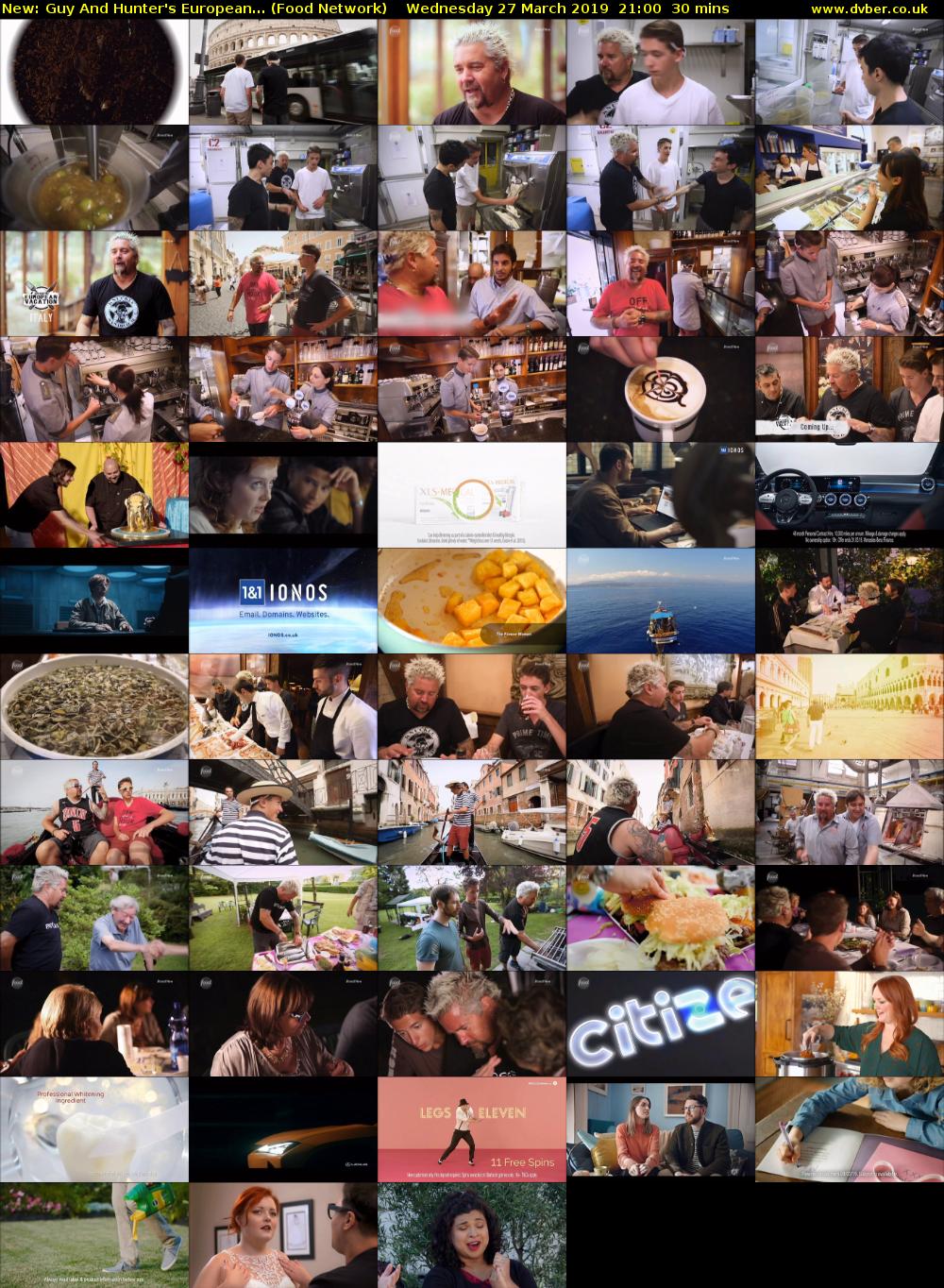 Guy And Hunter's European... (Food Network) Wednesday 27 March 2019 21:00 - 21:30