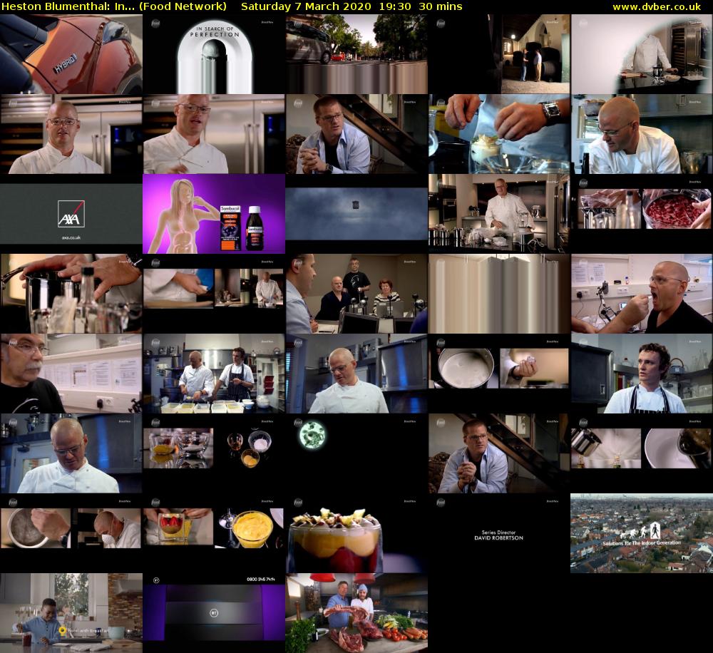 Heston Blumenthal: In... (Food Network) Saturday 7 March 2020 19:30 - 20:00