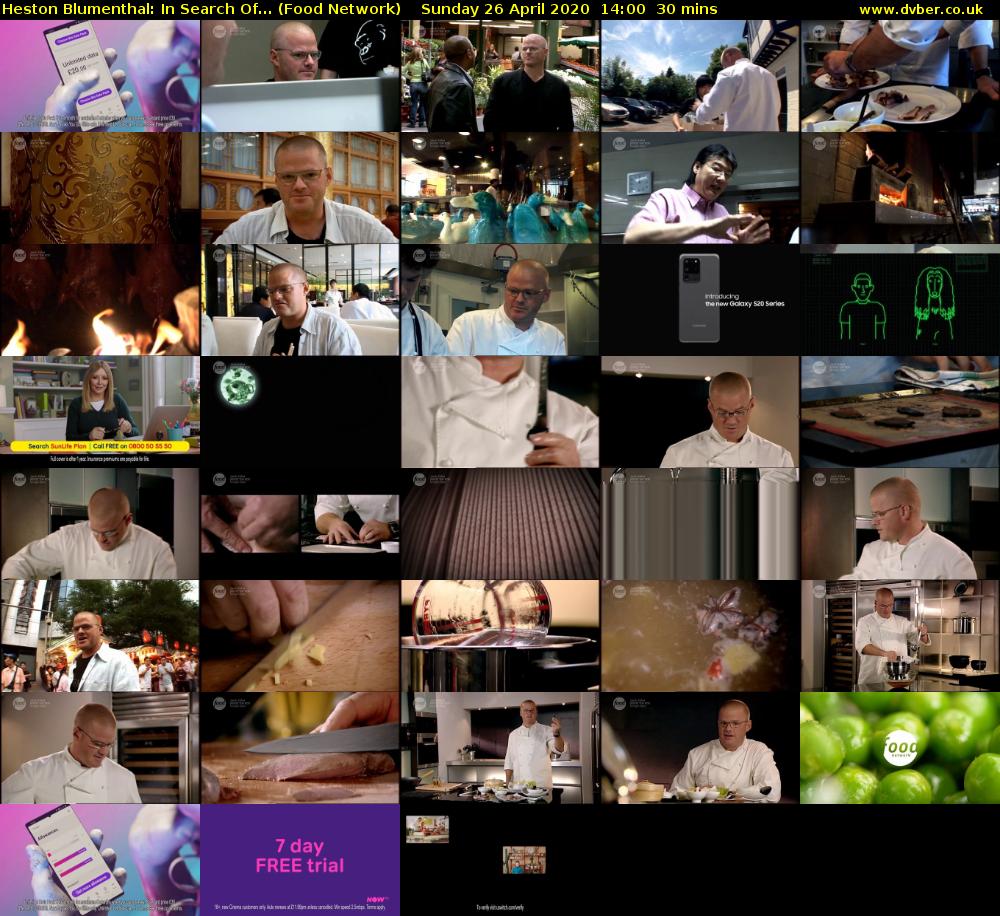 Heston Blumenthal: In Search Of... (Food Network) Sunday 26 April 2020 14:00 - 14:30