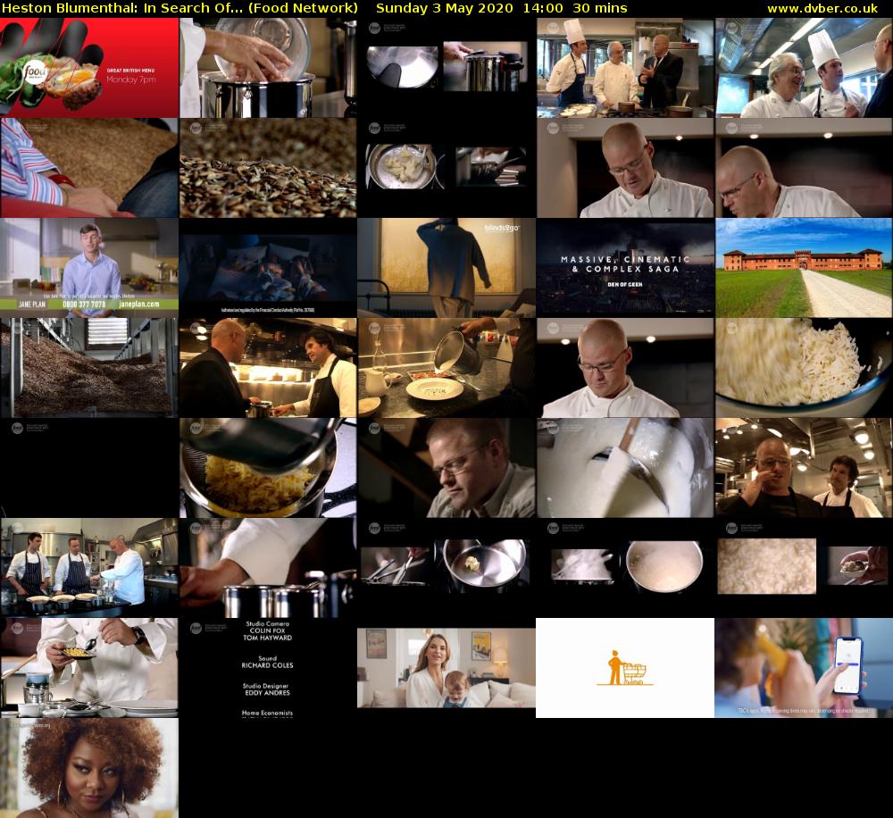 Heston Blumenthal: In Search Of... (Food Network) Sunday 3 May 2020 14:00 - 14:30