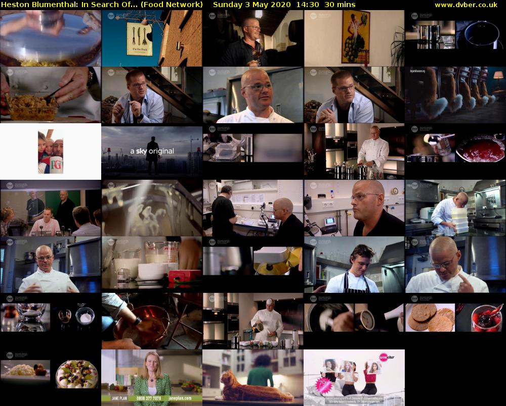 Heston Blumenthal: In Search Of... (Food Network) Sunday 3 May 2020 14:30 - 15:00