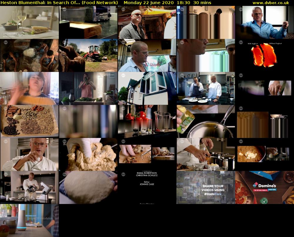 Heston Blumenthal: In Search Of... (Food Network) Monday 22 June 2020 18:30 - 19:00