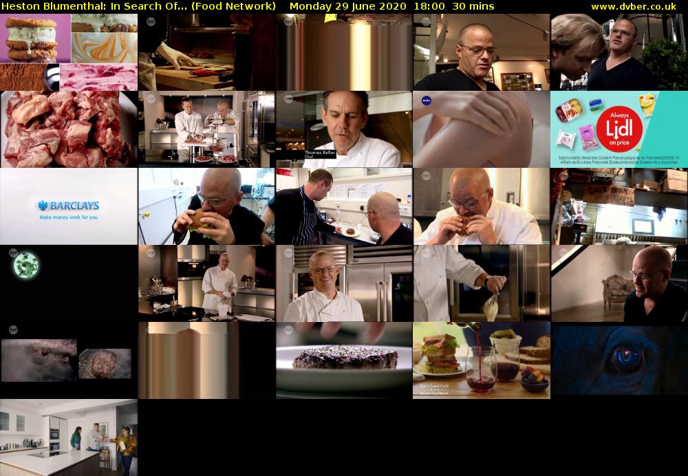 Heston Blumenthal: In Search Of... (Food Network) Monday 29 June 2020 18:00 - 18:30
