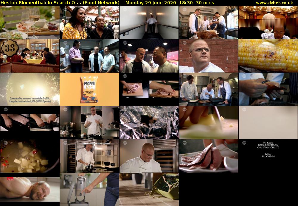 Heston Blumenthal: In Search Of... (Food Network) Monday 29 June 2020 18:30 - 19:00