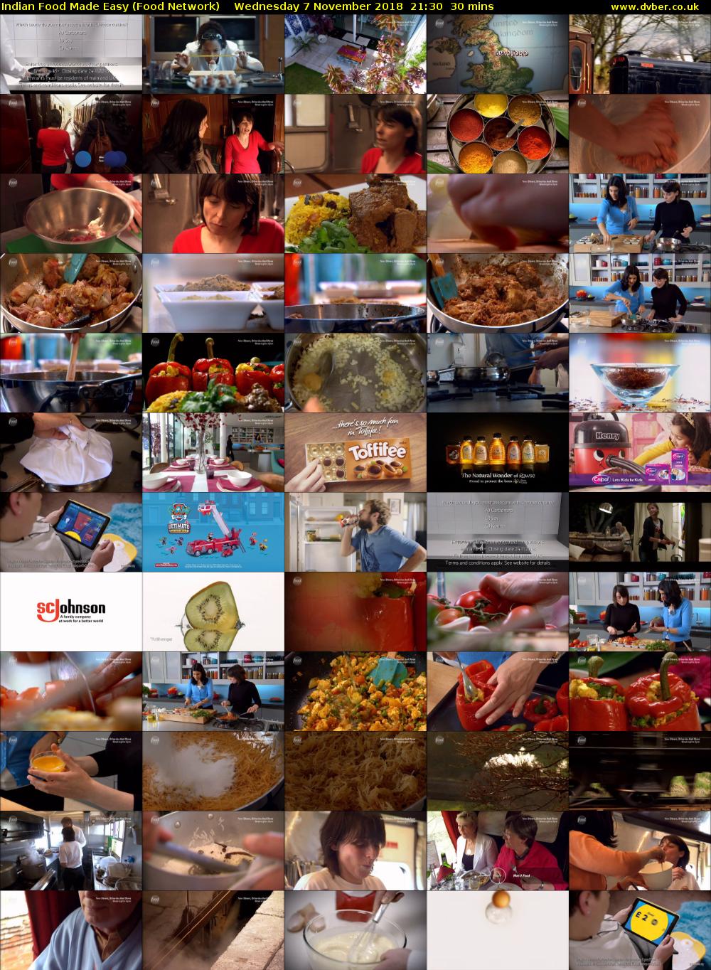 Indian Food Made Easy (Food Network) Wednesday 7 November 2018 21:30 - 22:00