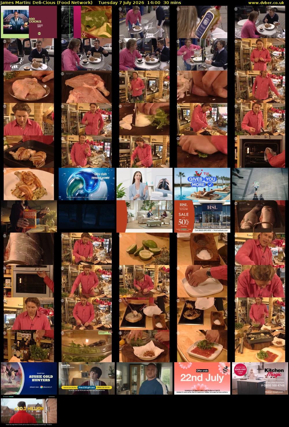 James Martin: Deli-Cious (Food Network) Tuesday 7 July 2026 14:00 - 14:30