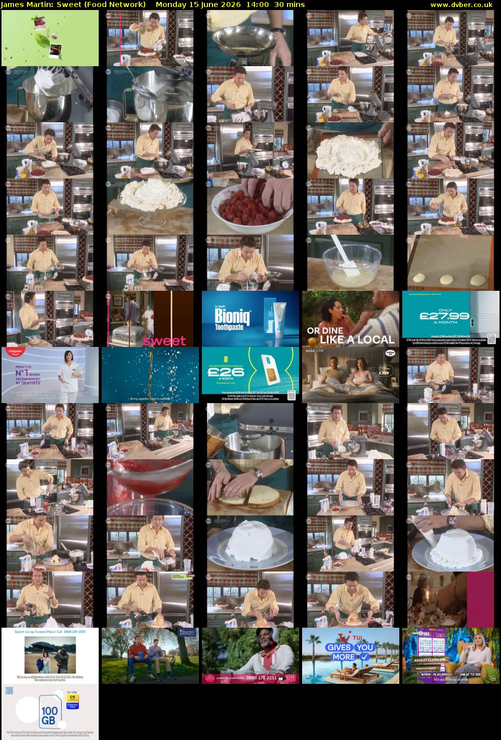 James Martin: Sweet (Food Network) Monday 15 June 2026 14:00 - 14:30