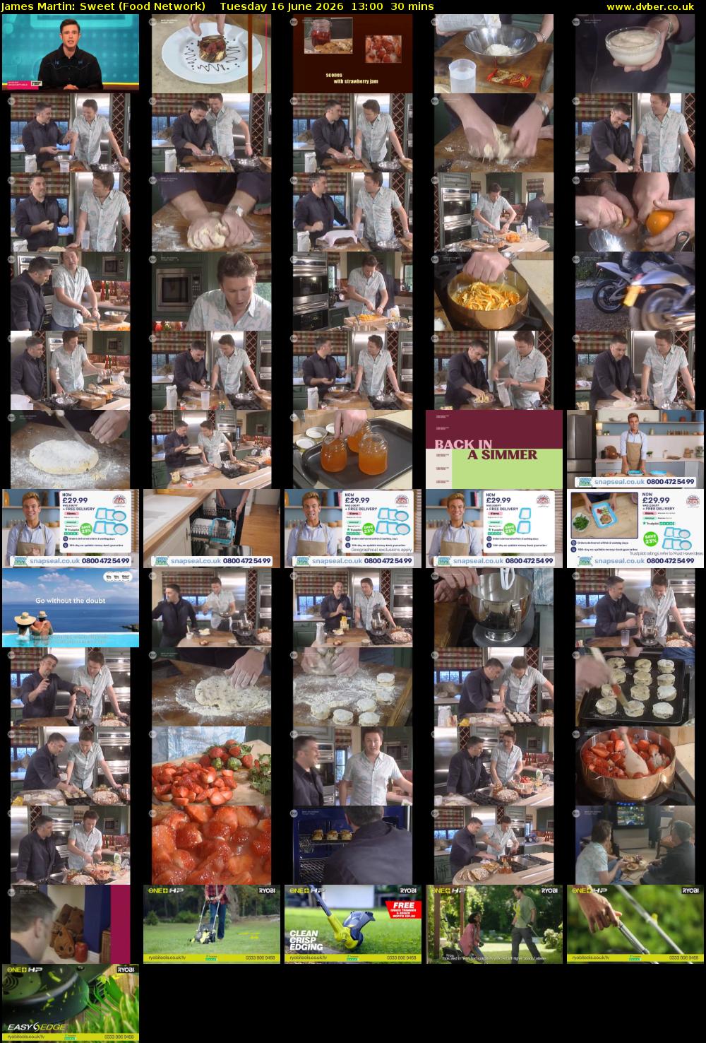 James Martin: Sweet (Food Network) Tuesday 16 June 2026 13:00 - 13:30