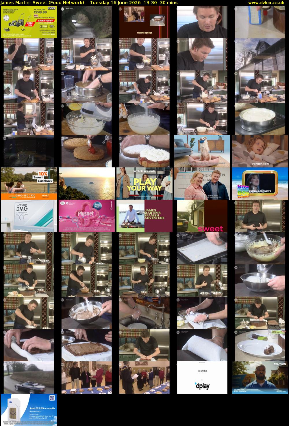 James Martin: Sweet (Food Network) Tuesday 16 June 2026 13:30 - 14:00
