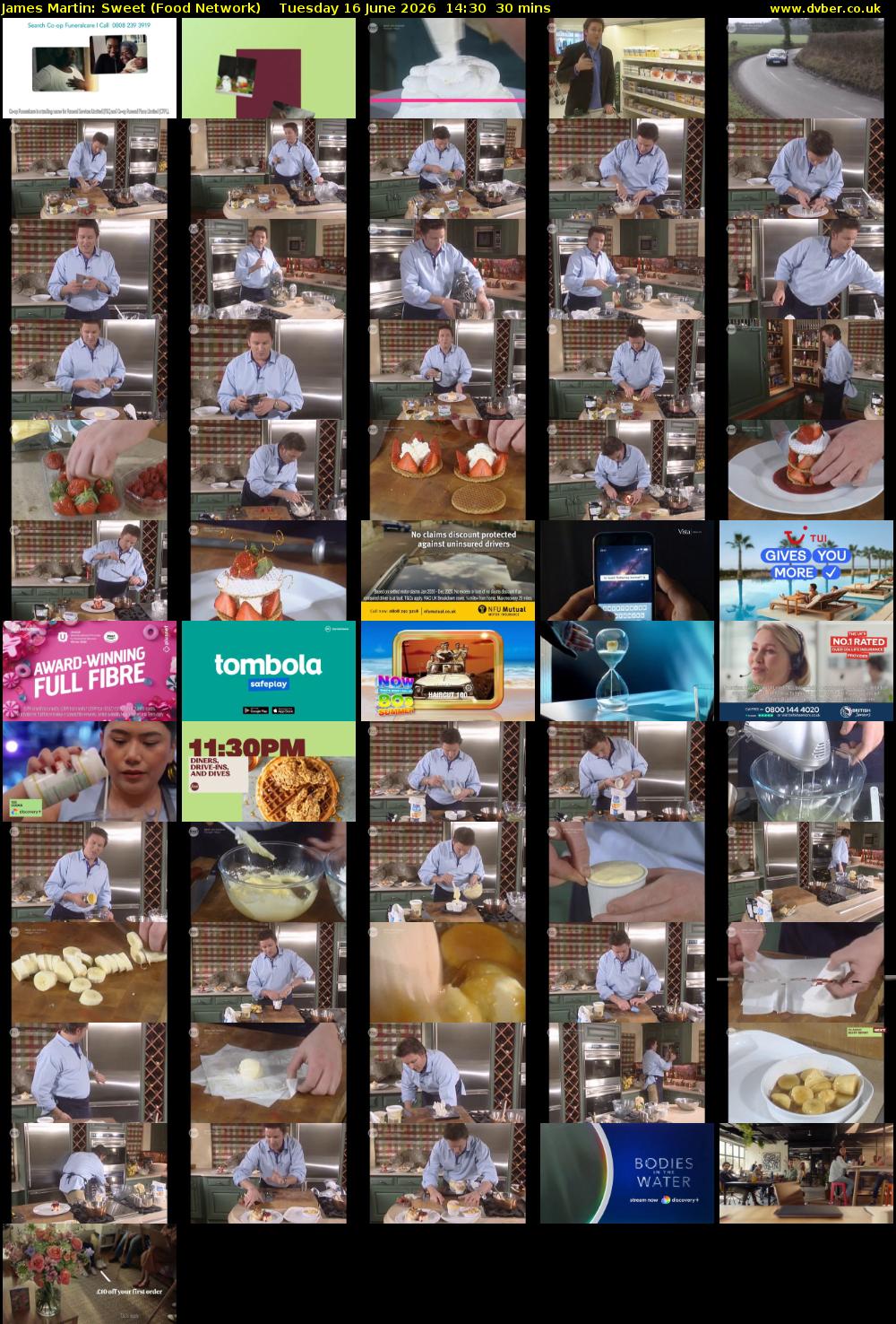 James Martin: Sweet (Food Network) Tuesday 16 June 2026 14:30 - 15:00