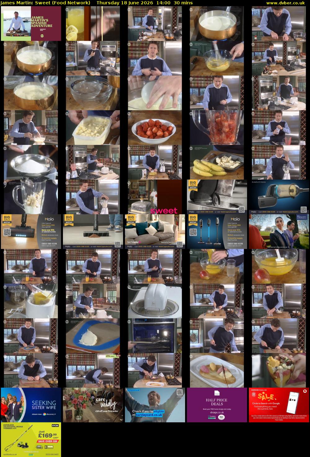 James Martin: Sweet (Food Network) Thursday 18 June 2026 14:00 - 14:30