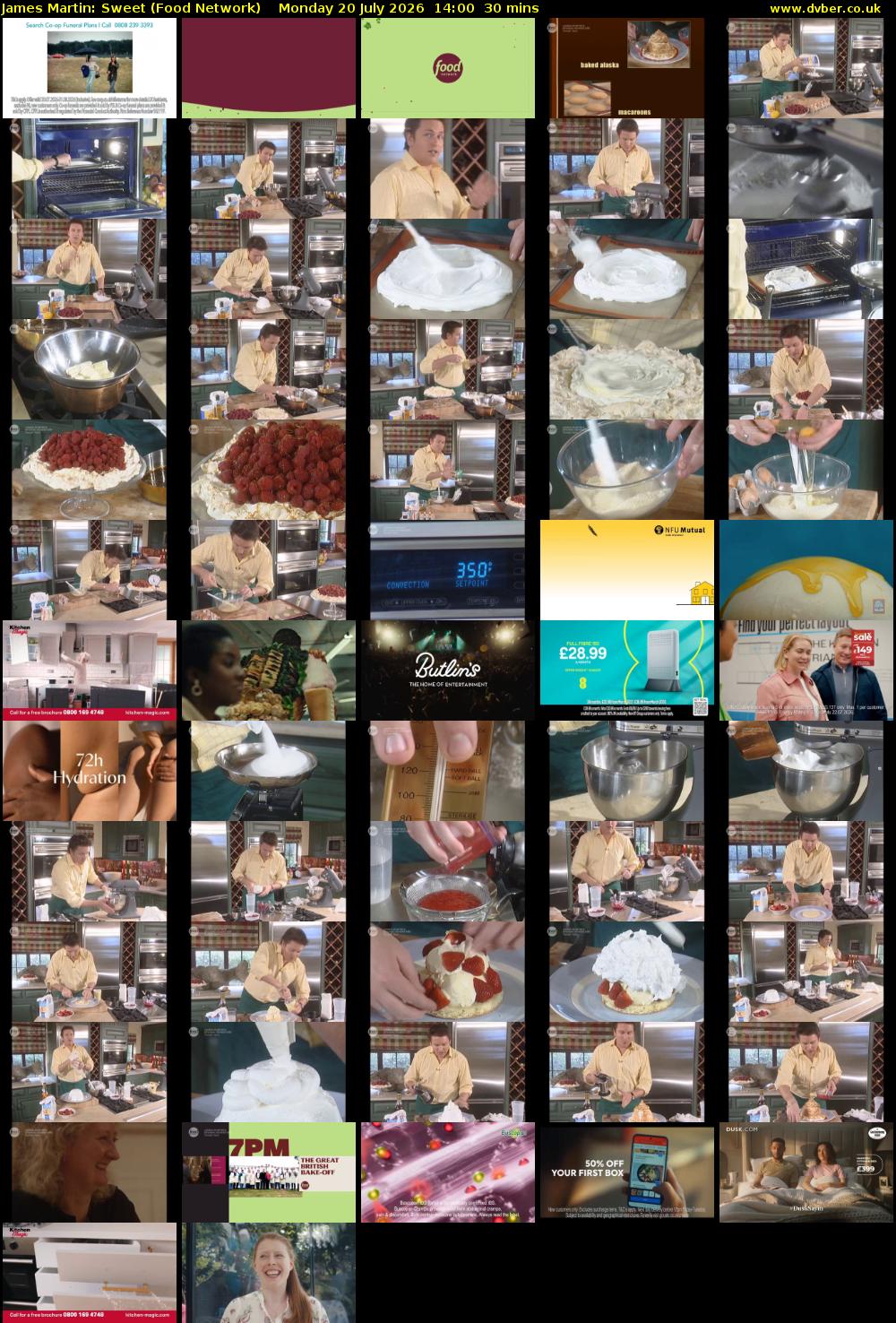 James Martin: Sweet (Food Network) Monday 20 July 2026 14:00 - 14:30