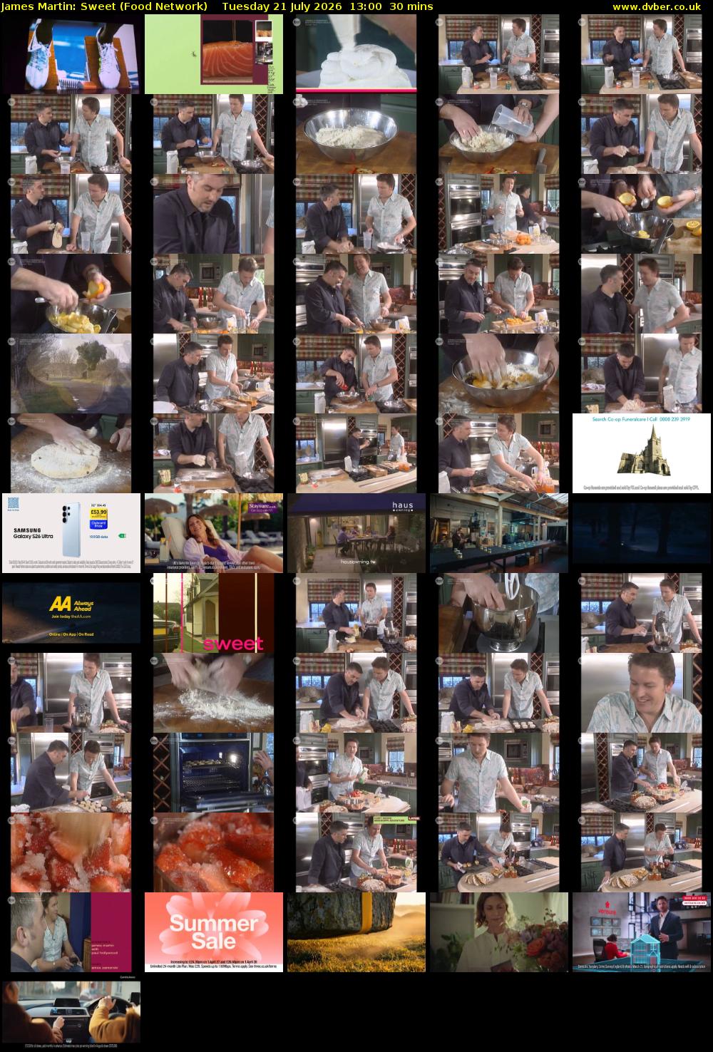 James Martin: Sweet (Food Network) Tuesday 21 July 2026 13:00 - 13:30