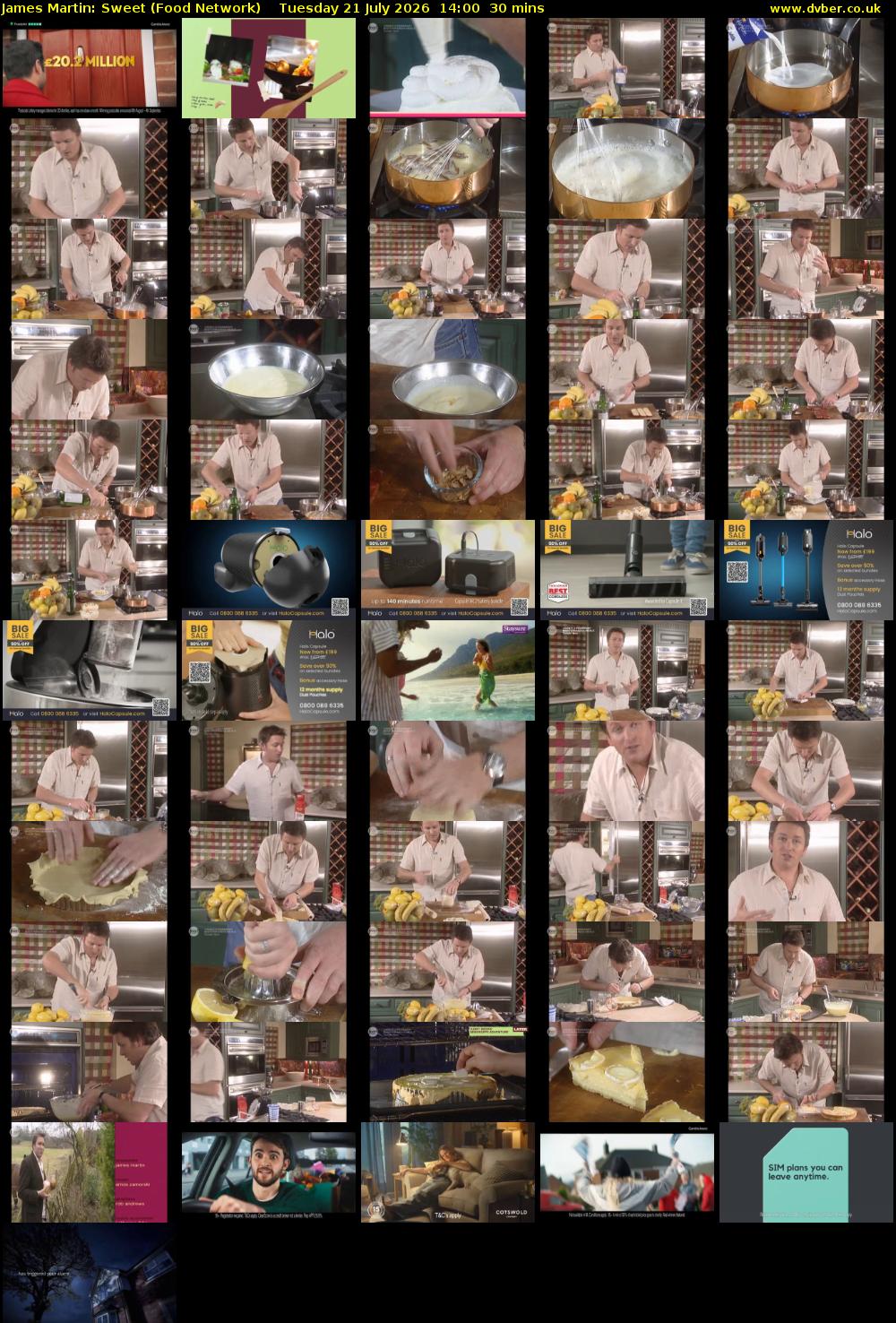 James Martin: Sweet (Food Network) Tuesday 21 July 2026 14:00 - 14:30