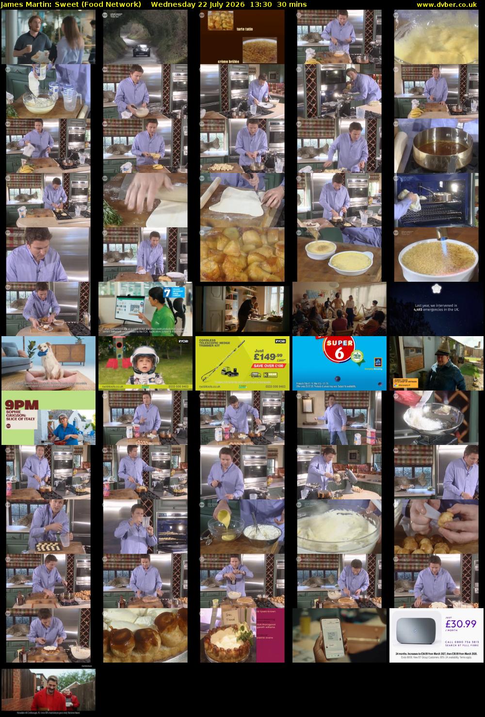 James Martin: Sweet (Food Network) Wednesday 22 July 2026 13:30 - 14:00