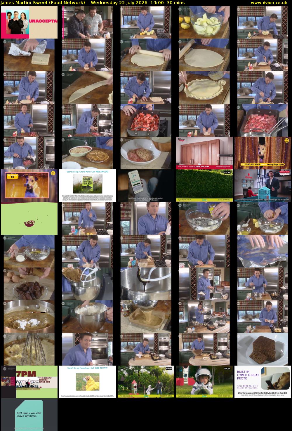 James Martin: Sweet (Food Network) Wednesday 22 July 2026 14:00 - 14:30