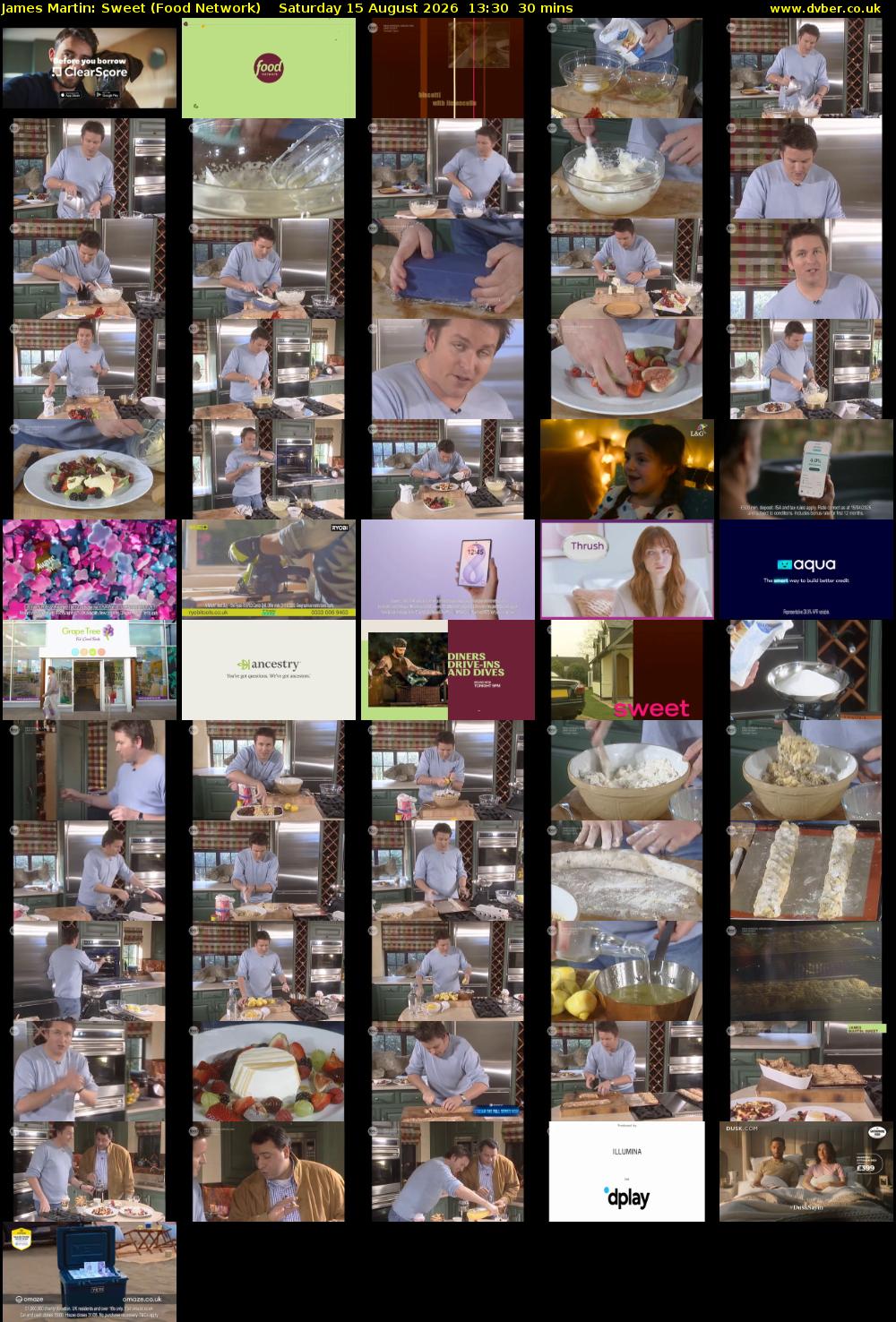 James Martin: Sweet (Food Network) Saturday 15 August 2026 13:30 - 14:00