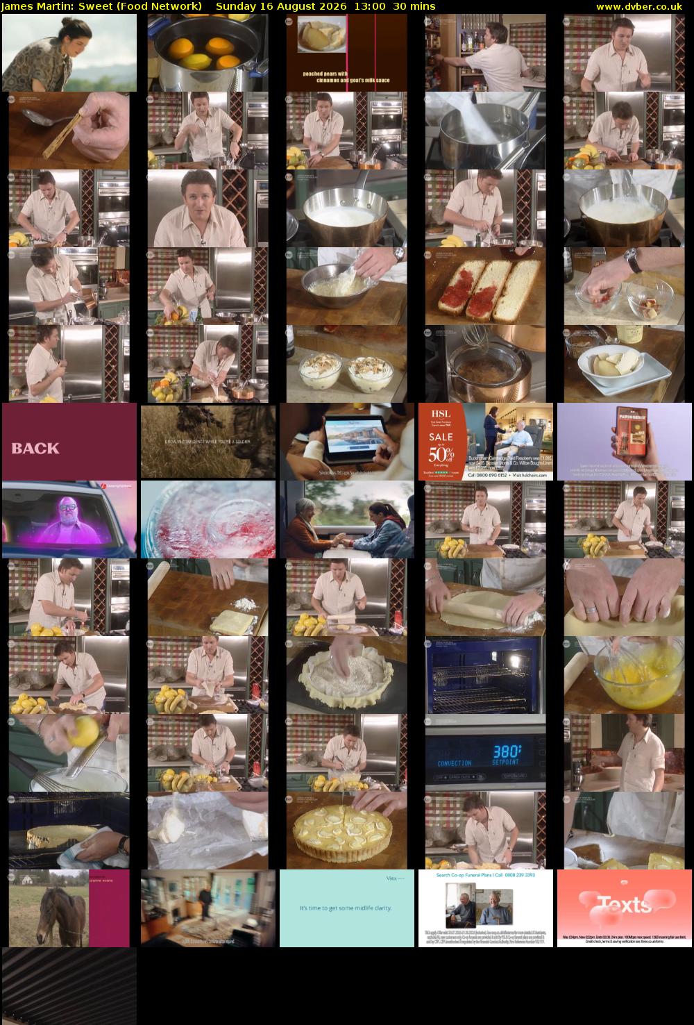 James Martin: Sweet (Food Network) Sunday 16 August 2026 13:00 - 13:30