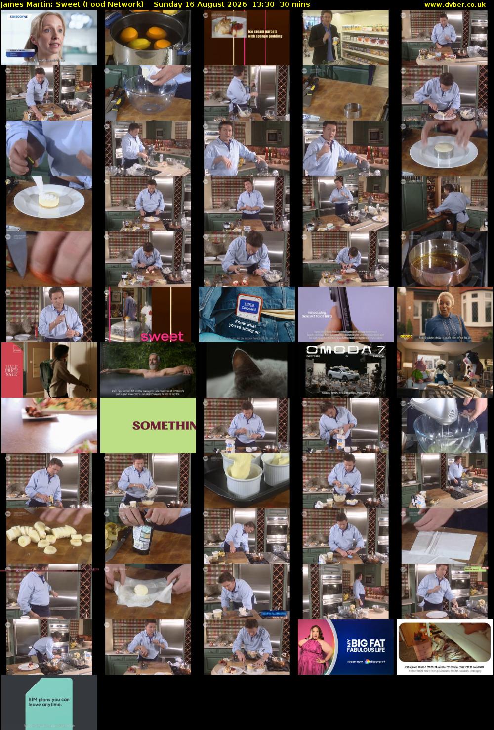 James Martin: Sweet (Food Network) Sunday 16 August 2026 13:30 - 14:00