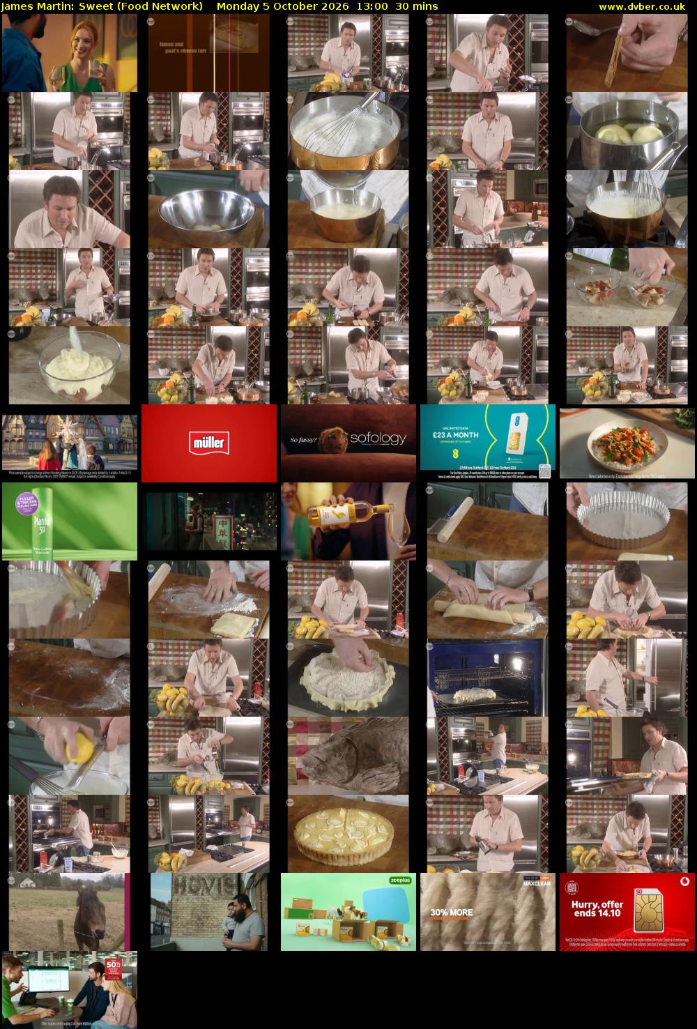 James Martin: Sweet (Food Network) Monday 5 October 2026 13:00 - 13:30