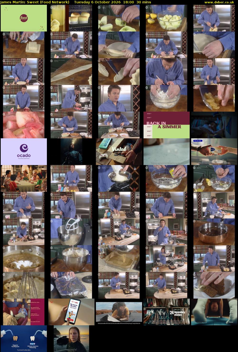 James Martin: Sweet (Food Network) Tuesday 6 October 2026 18:00 - 18:30