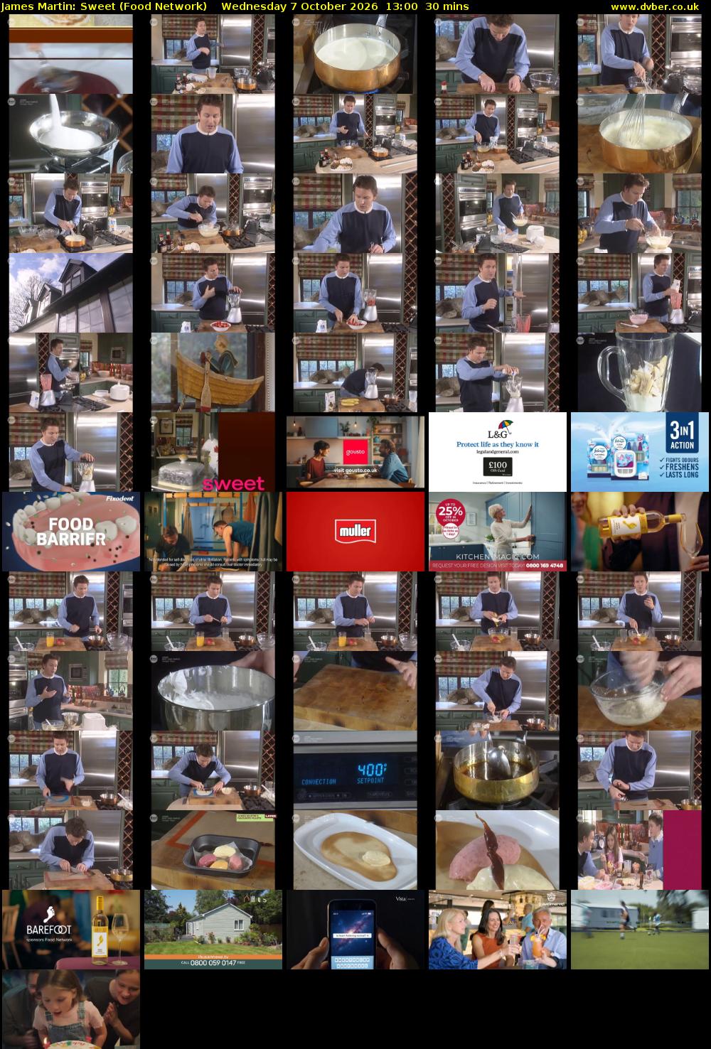 James Martin: Sweet (Food Network) Wednesday 7 October 2026 13:00 - 13:30