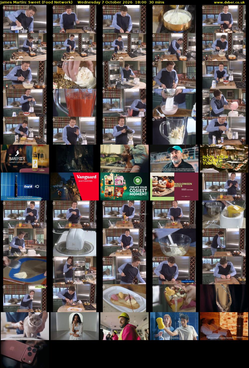 James Martin: Sweet (Food Network) Wednesday 7 October 2026 18:00 - 18:30