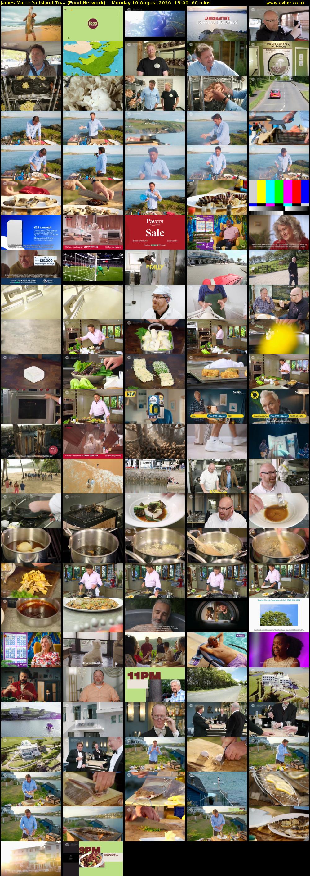 James Martin's: Island To... (Food Network) Monday 10 August 2026 13:00 - 14:00