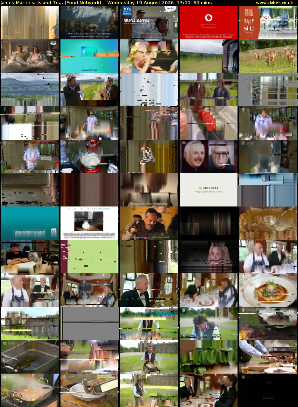 James Martin's: Island To... (Food Network) Wednesday 19 August 2026 13:00 - 14:00