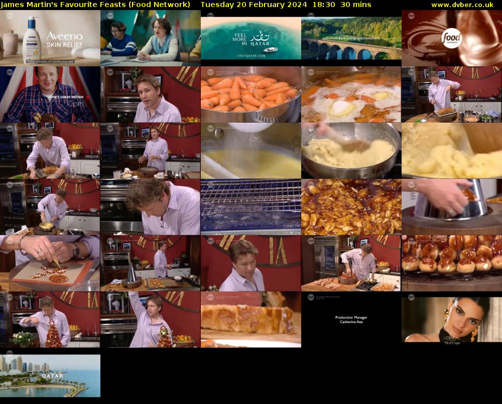 James Martin's Favourite Feasts (Food Network) Tuesday 20 February 2024 18:30 - 19:00