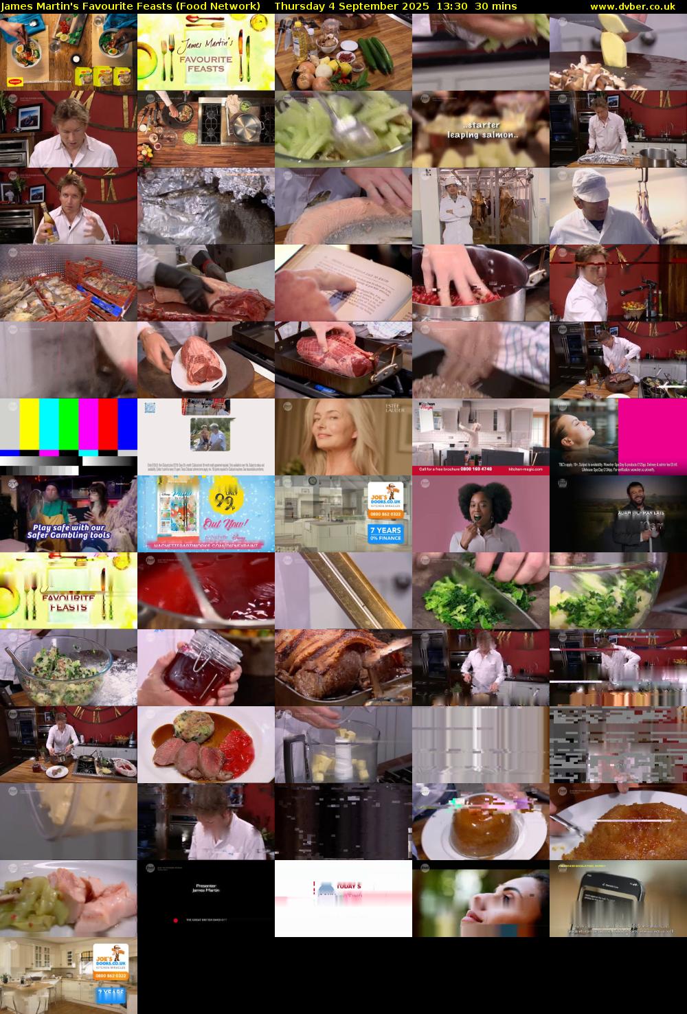 James Martin's Favourite Feasts (Food Network) Thursday 4 September 2025 13:30 - 14:00