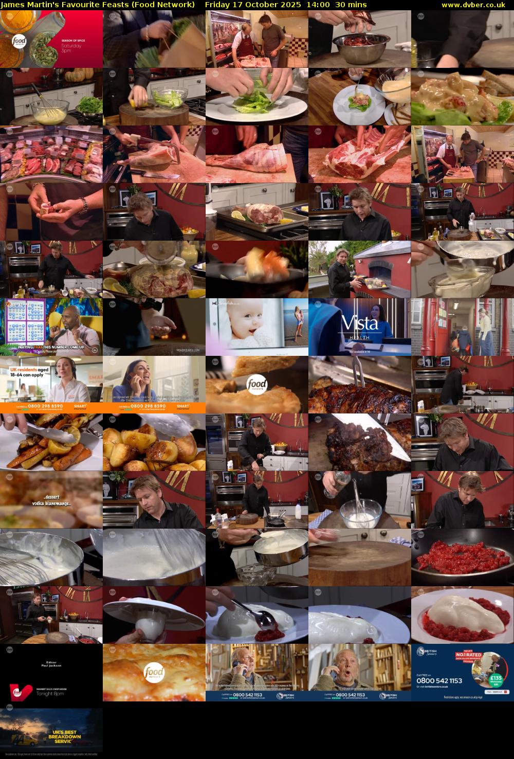 James Martin's Favourite Feasts (Food Network) Friday 17 October 2025 14:00 - 14:30