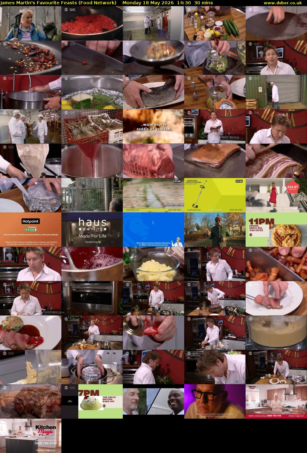 James Martin's Favourite Feasts (Food Network) Monday 18 May 2026 14:30 - 15:00