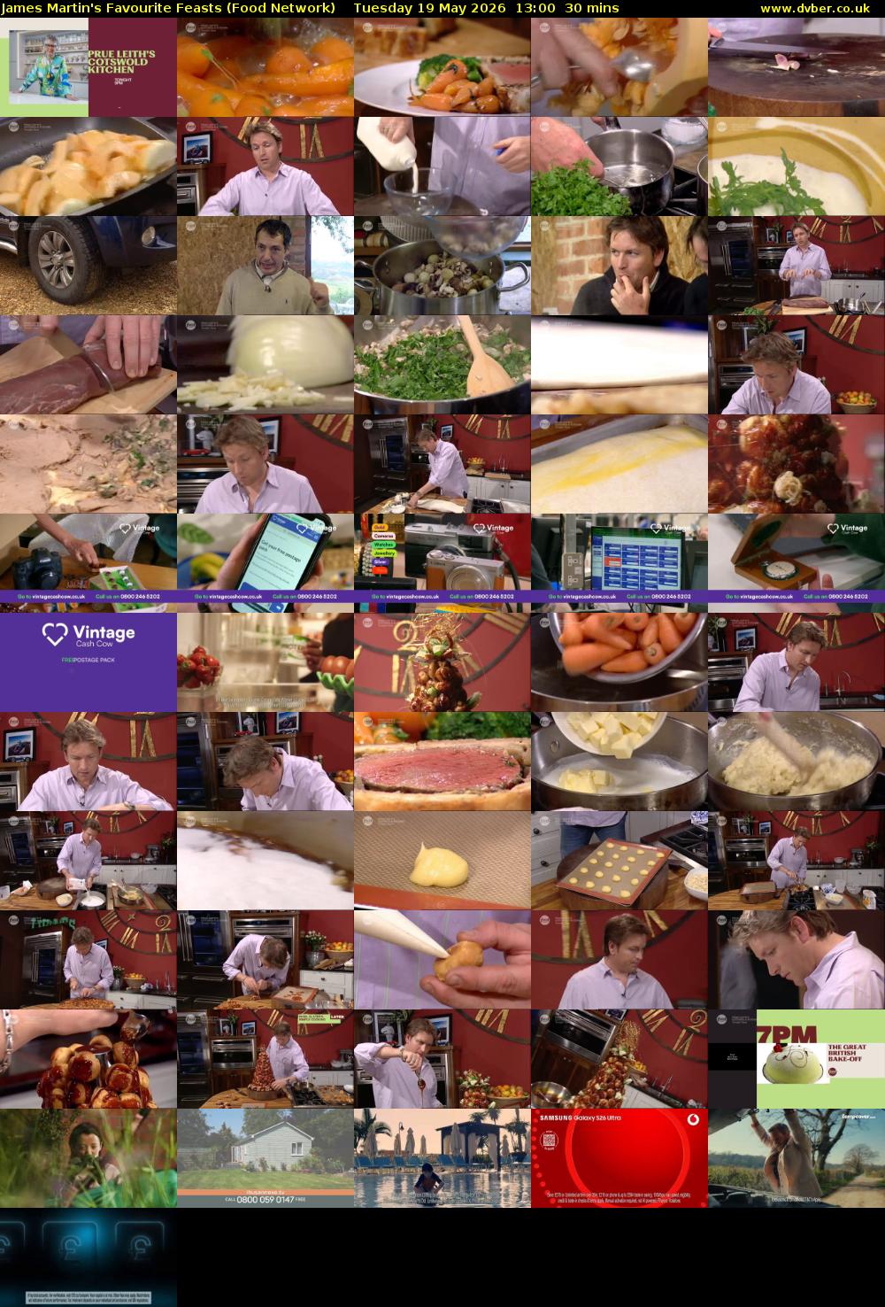 James Martin's Favourite Feasts (Food Network) Tuesday 19 May 2026 13:00 - 13:30