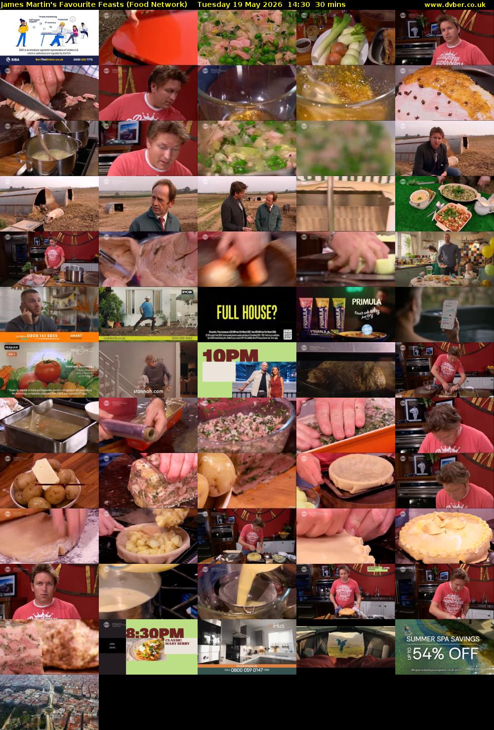 James Martin's Favourite Feasts (Food Network) Tuesday 19 May 2026 14:30 - 15:00