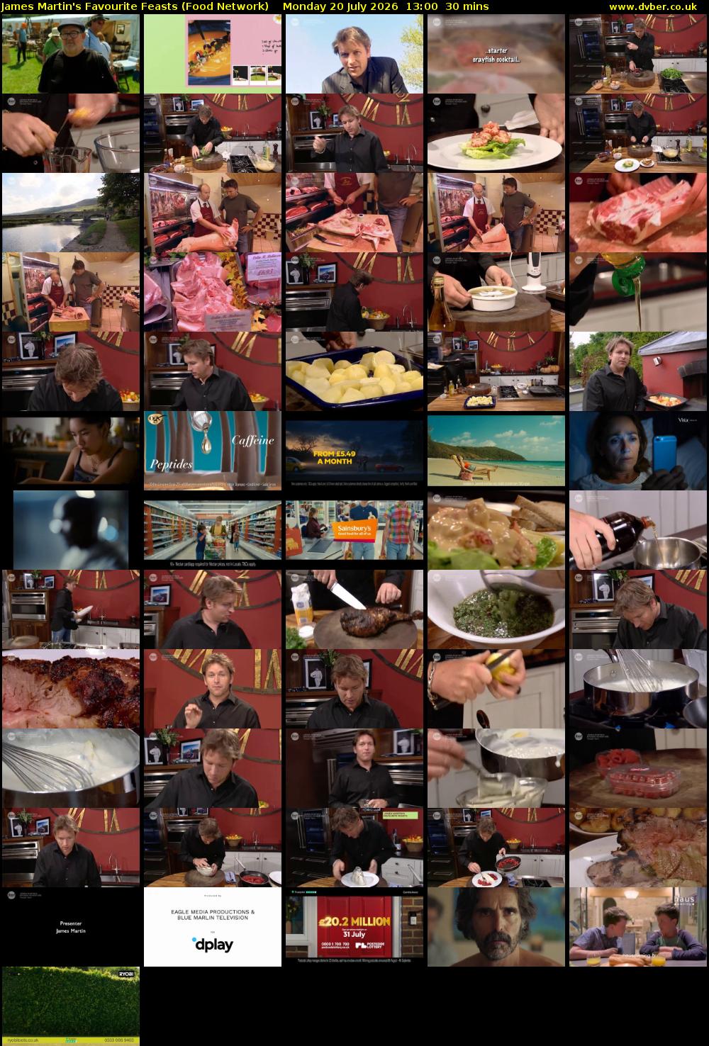 James Martin's Favourite Feasts (Food Network) Monday 20 July 2026 13:00 - 13:30