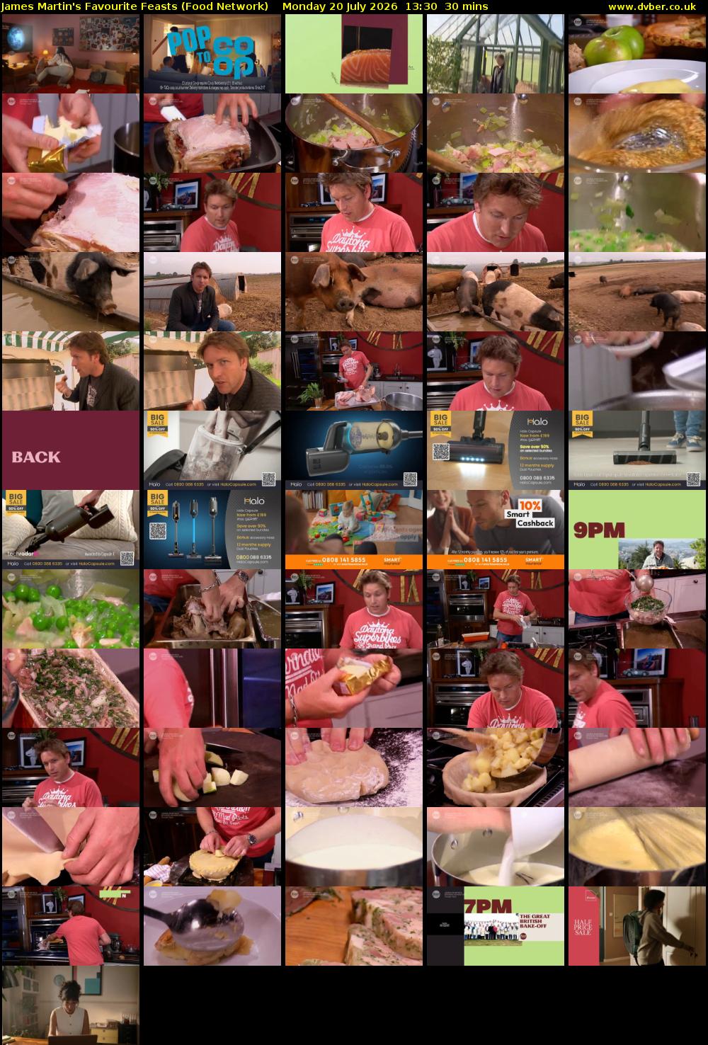 James Martin's Favourite Feasts (Food Network) Monday 20 July 2026 13:30 - 14:00